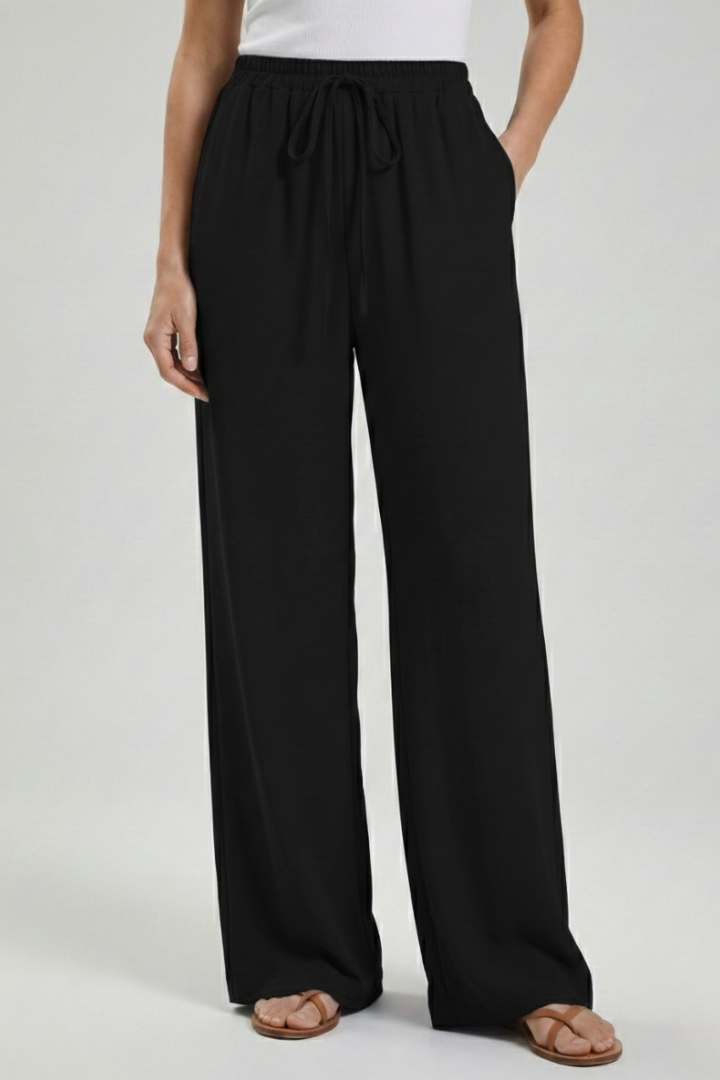 Aria | Women's Palazzo Trousers Drawstring Waist Side Pocket