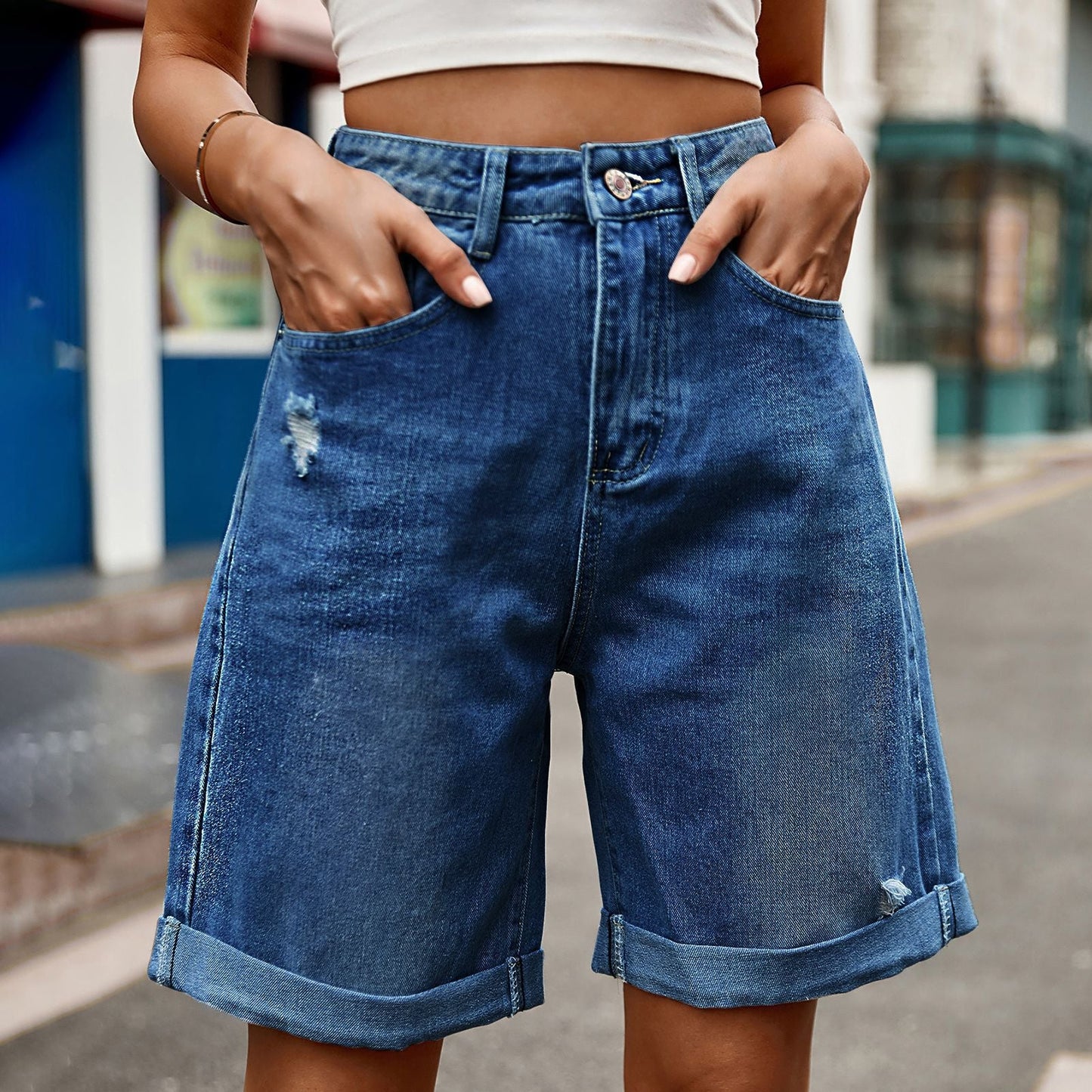 Hester | Women’s Relaxed Cuffed Denim Shorts