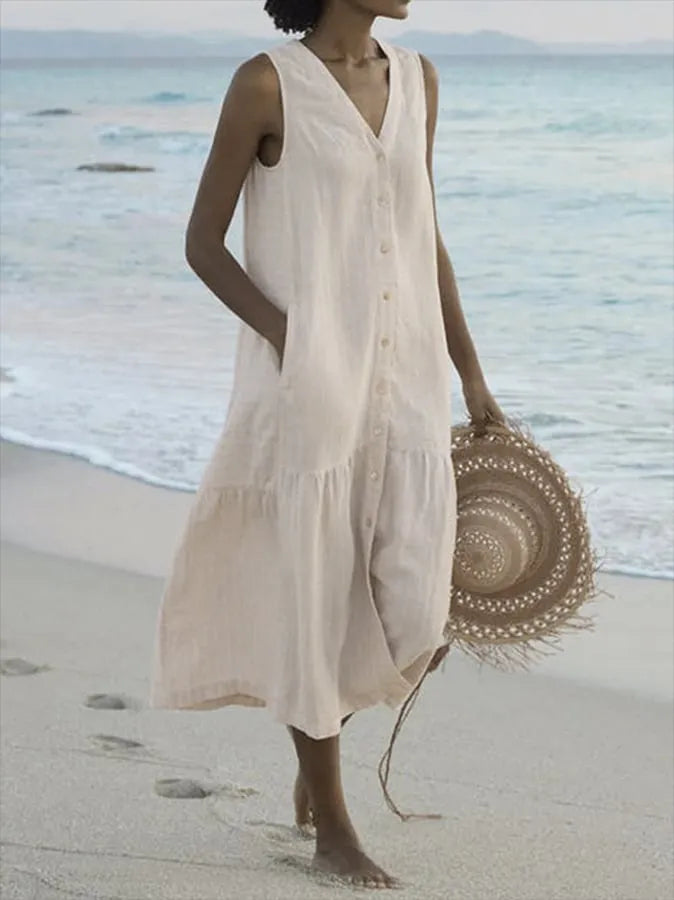 Matilda | Women Button Down Summer Midi Dress Relaxed Fit