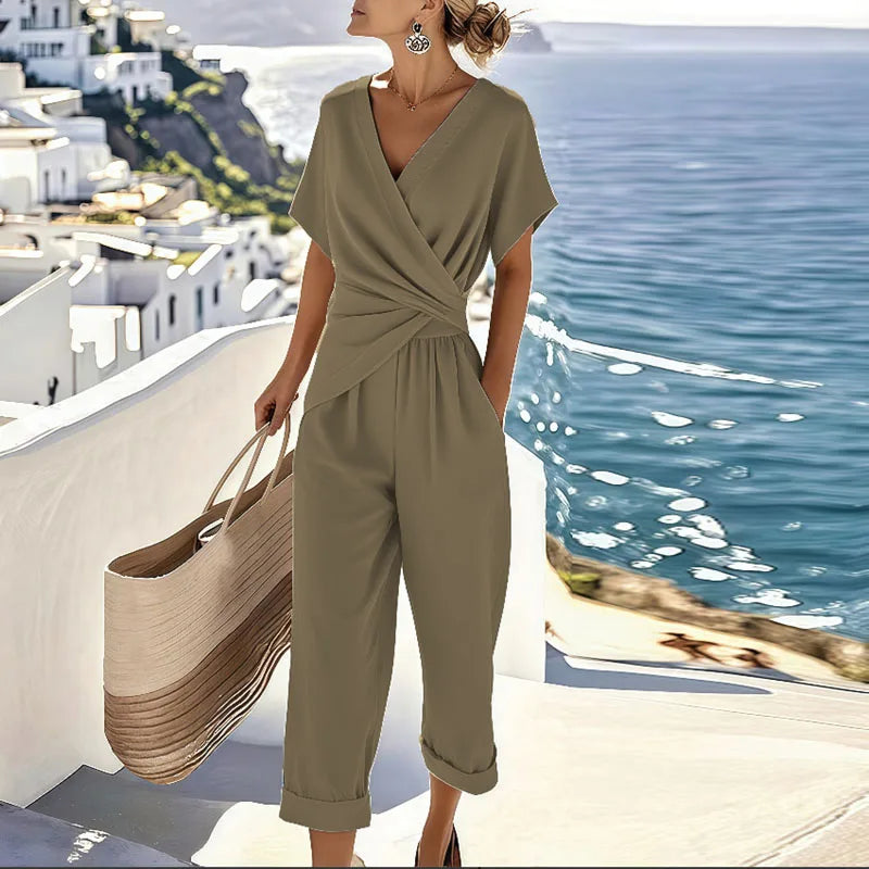 Ophelia | Women Wrap-Front Top Tailored Trousers Co ord Set
