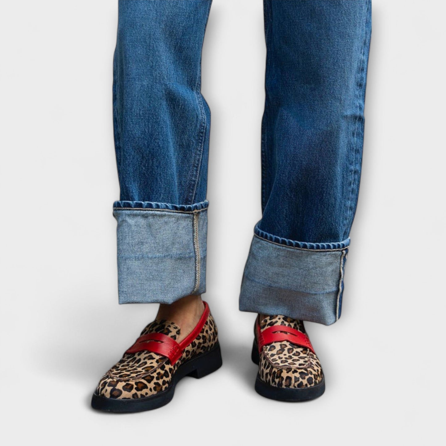 Tabitha | Womens Loafers Leopard Print Faux Suede Classic Fit