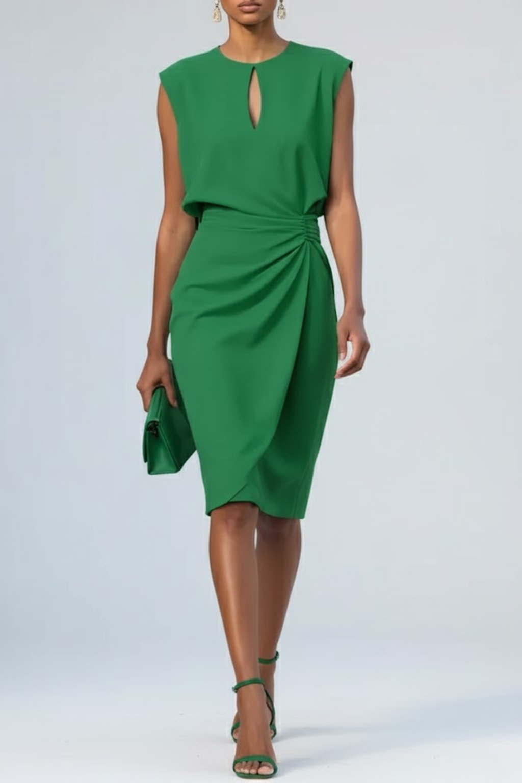 Adelaide | Women's Midi Dress Ruffles Keyhole