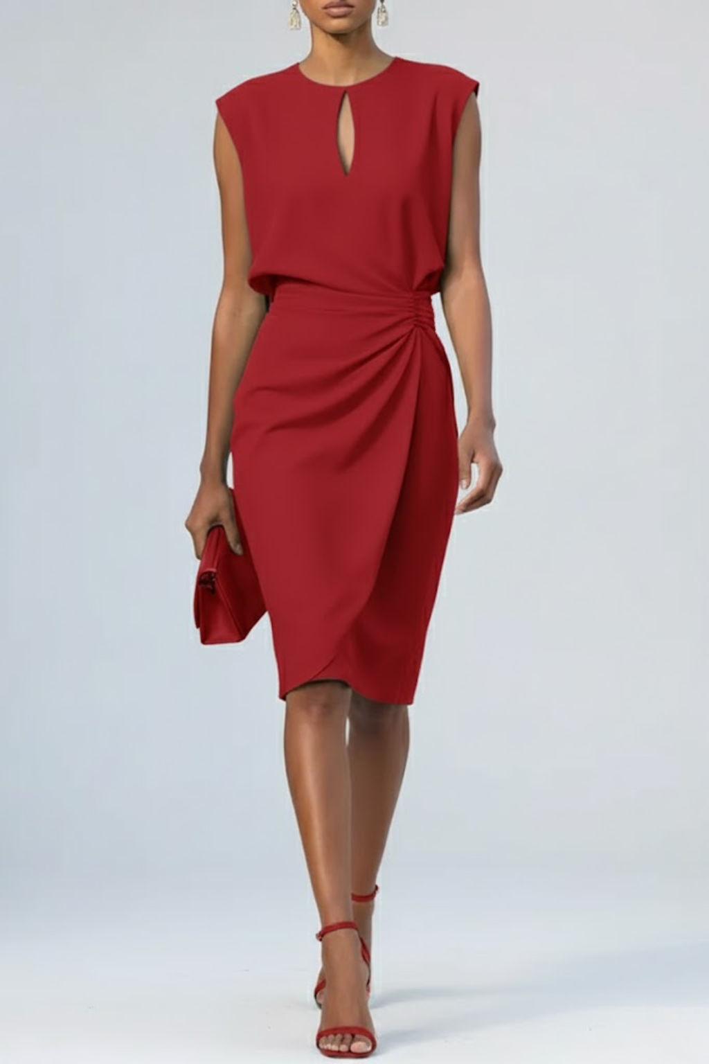 Adelaide | Women's Midi Dress Ruffles Keyhole