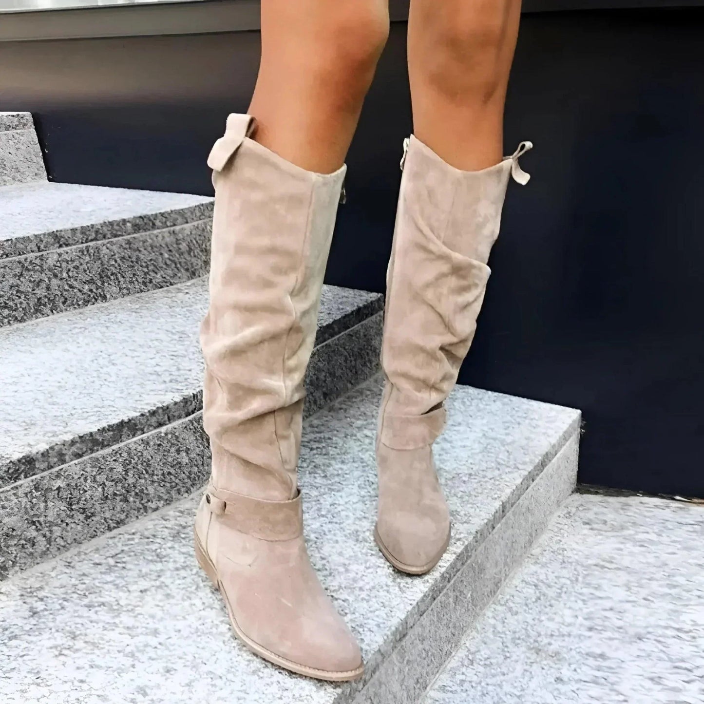 Adelaide | Stylish Women's Slouchy Knee-High Boots Block Heel