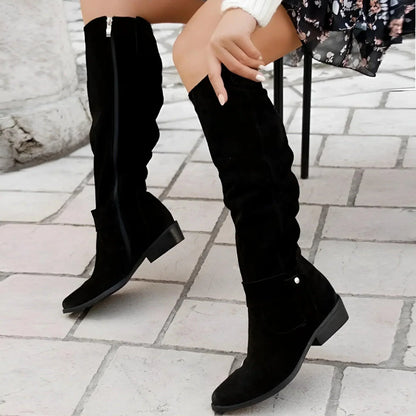 Adelaide | Stylish Women's Slouchy Knee-High Boots Block Heel