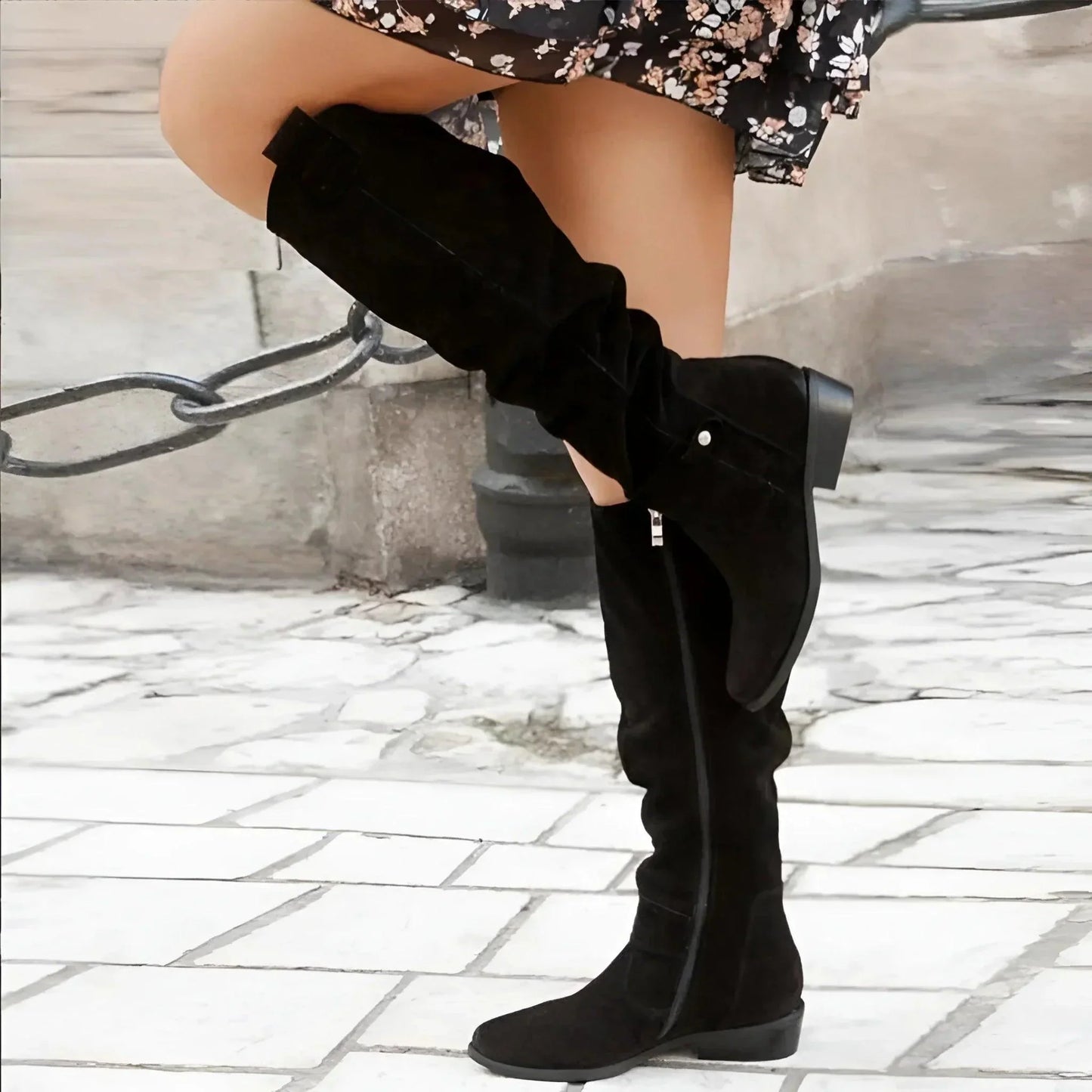 Adelaide | Stylish Women's Slouchy Knee-High Boots Block Heel