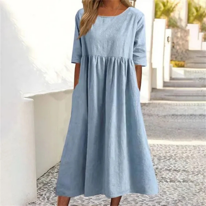 Amara | Women Loose Fit Summer Midi Dress with Pockets