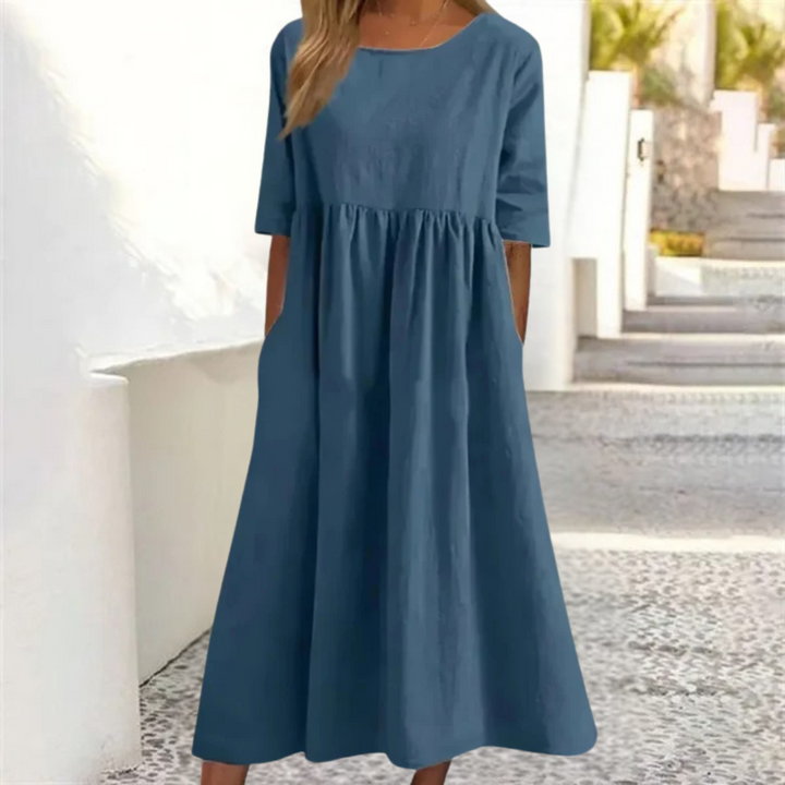 Amara | Women Loose Fit Summer Midi Dress with Pockets