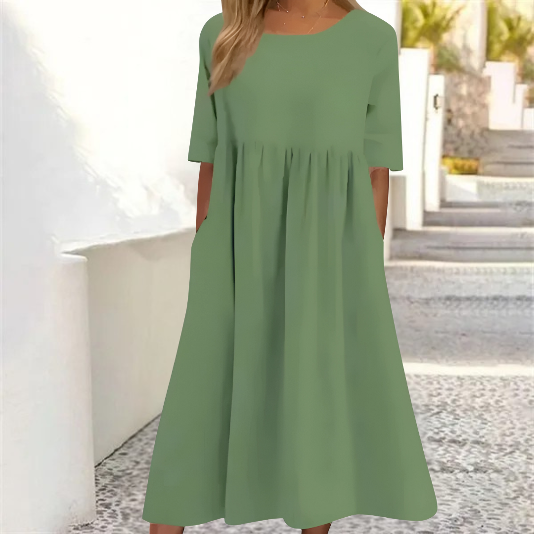Amara | Women Loose Fit Summer Midi Dress with Pockets