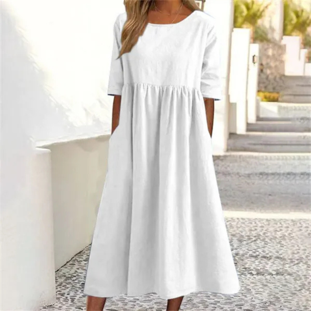 Amara | Women Loose Fit Summer Midi Dress with Pockets