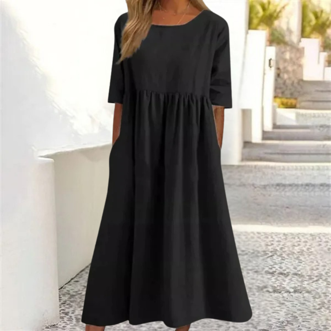 Amara | Women Loose Fit Summer Midi Dress with Pockets