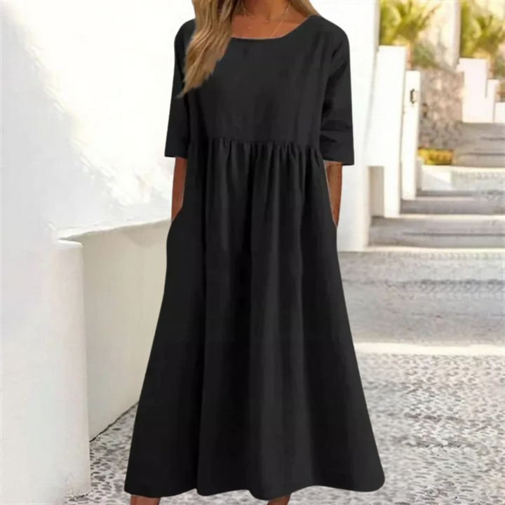 Amara | Women Loose Fit Summer Midi Dress with Pockets