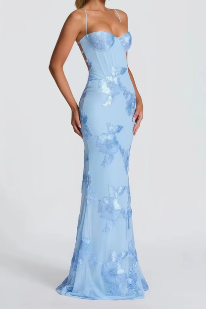 Arabella | Women's Wedding Guest Floral Embroidered Corset Maxi Dress