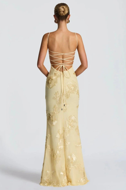 Arabella | Women's Wedding Guest Floral Embroidered Corset Maxi Dress