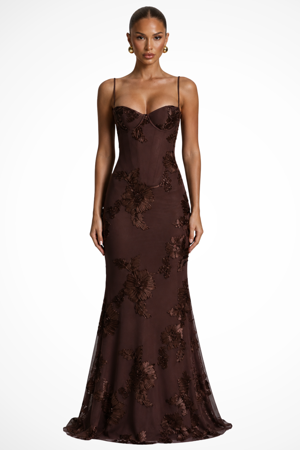 Arabella | Women's Wedding Guest Floral Embroidered Corset Maxi Dress