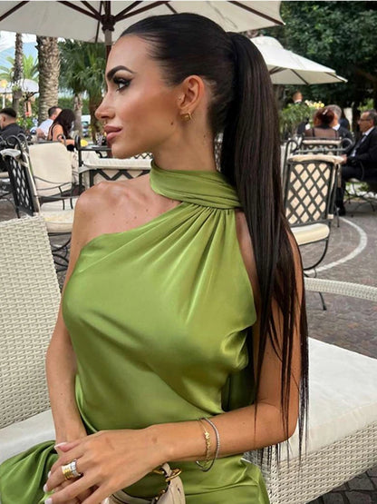 Arabella | Women's 2026 Graduation One Shoulder Satin Maxi Dress