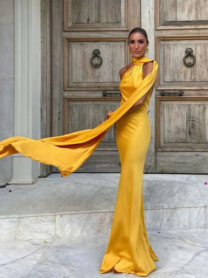 Arabella | Women's 2026 Graduation One Shoulder Satin Maxi Dress