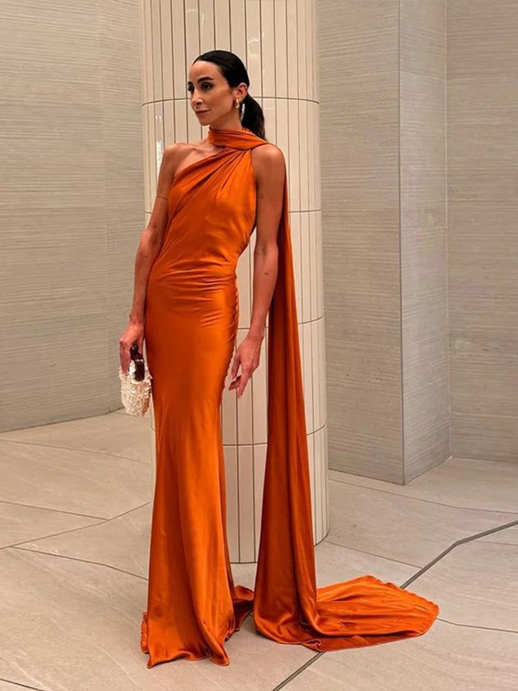 Arabella | Women's 2026 Graduation One Shoulder Satin Maxi Dress