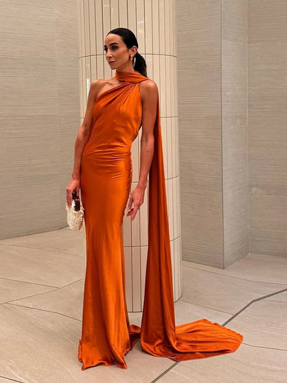 Arabella | Women's 2026 Graduation One Shoulder Satin Maxi Dress