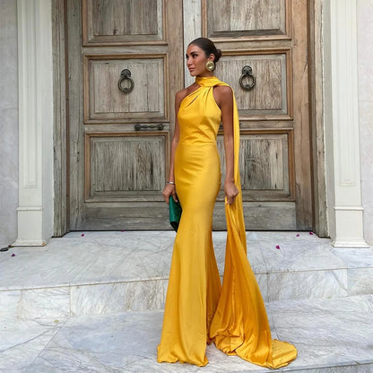 Arabella | Women's 2026 Graduation One Shoulder Satin Maxi Dress