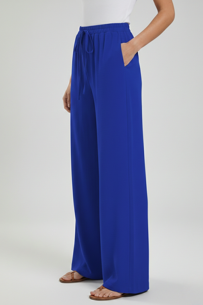 Aria | Women's Palazzo Trousers Drawstring Waist Side Pocket