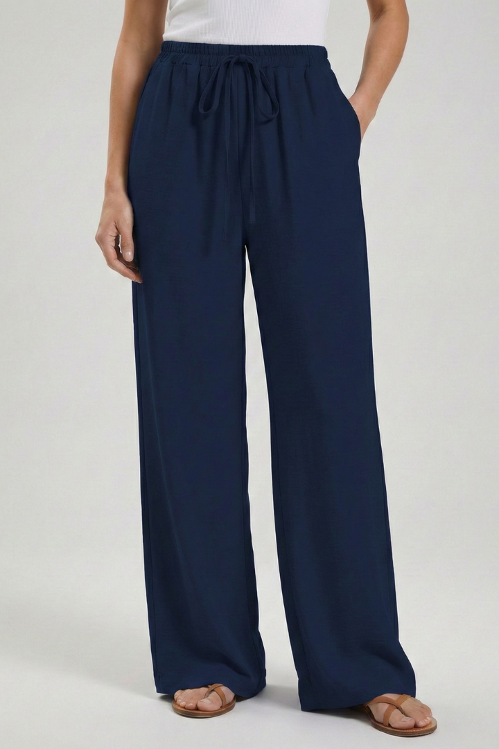 Aria | Women's Palazzo Trousers Drawstring Waist Side Pocket