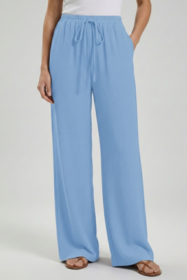 Aria | Women's Palazzo Trousers Drawstring Waist Side Pocket