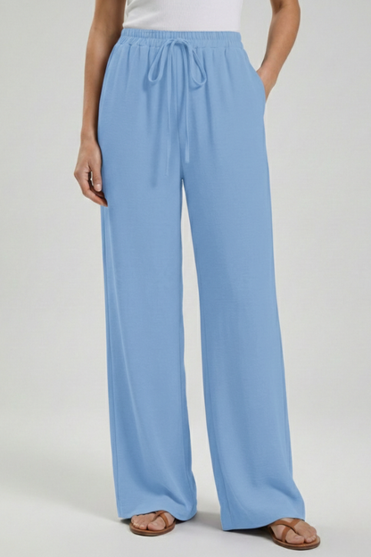 Aria | Women's Palazzo Trousers Drawstring Waist Side Pocket