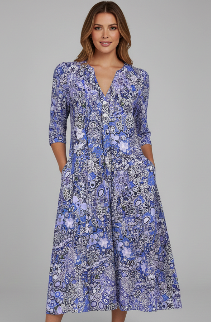 Aveline | Effortless Women's V-Neck Midi Summer Dress
