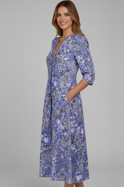 Aveline | Effortless Women's V-Neck Midi Summer Dress