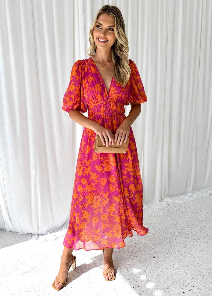 Beatrice | Elegant Women's Wedding Guest Floral V-Neck Maxi Dress