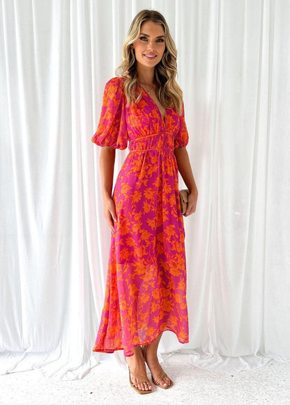 Beatrice | Elegant Women's Wedding Guest Floral V-Neck Maxi Dress