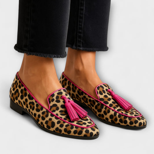 Beatrix | Womens Loafers Tassel Accent Patterned Slip On