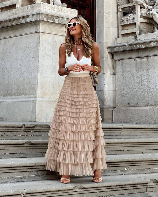 Bianca | Elegant Women Tiered Tulle Maxi Skirt