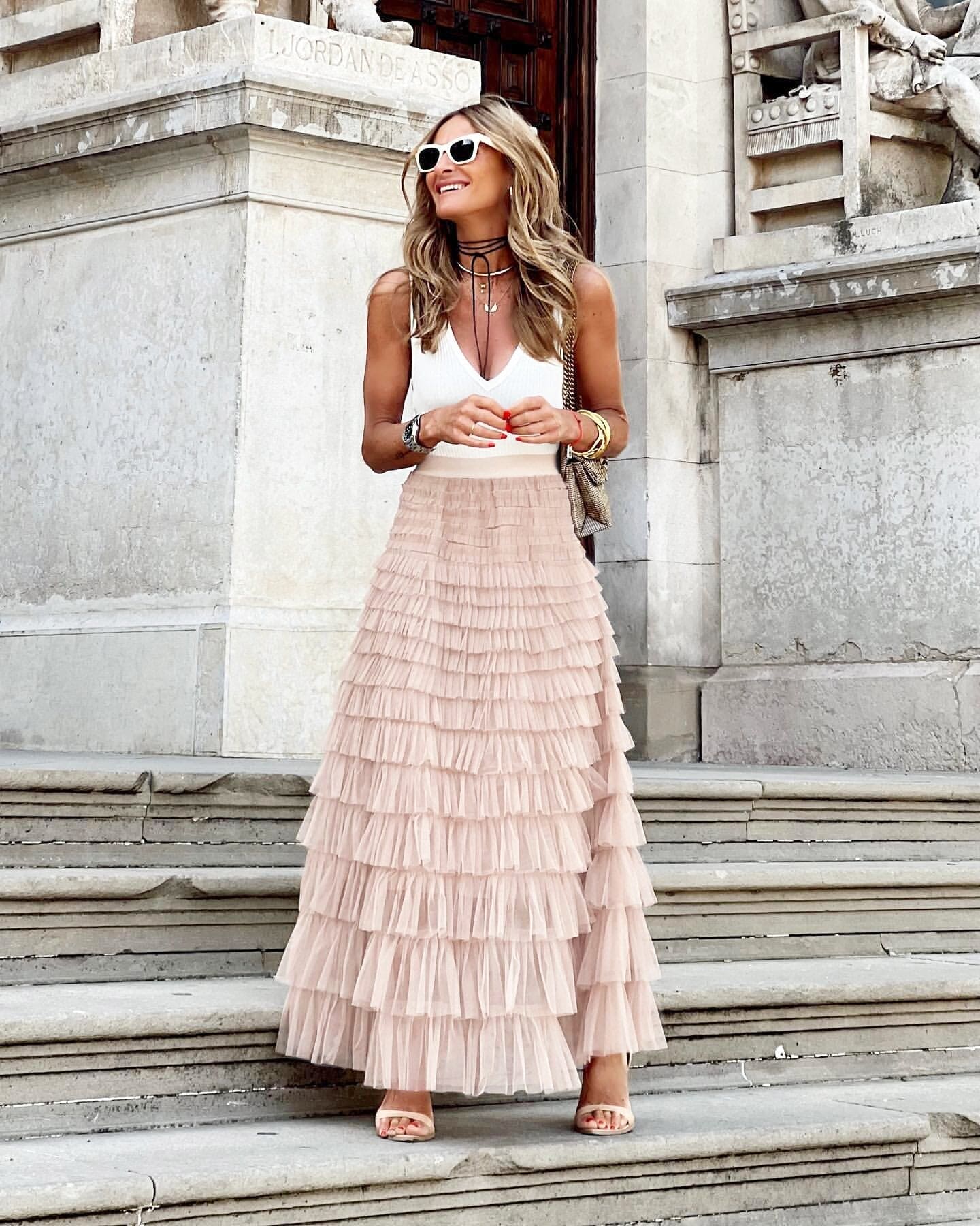 Bianca | Elegant Women Tiered Tulle Maxi Skirt