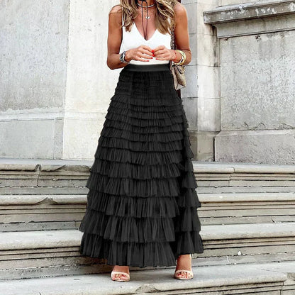 Bianca | Elegant Women Tiered Tulle Maxi Skirt
