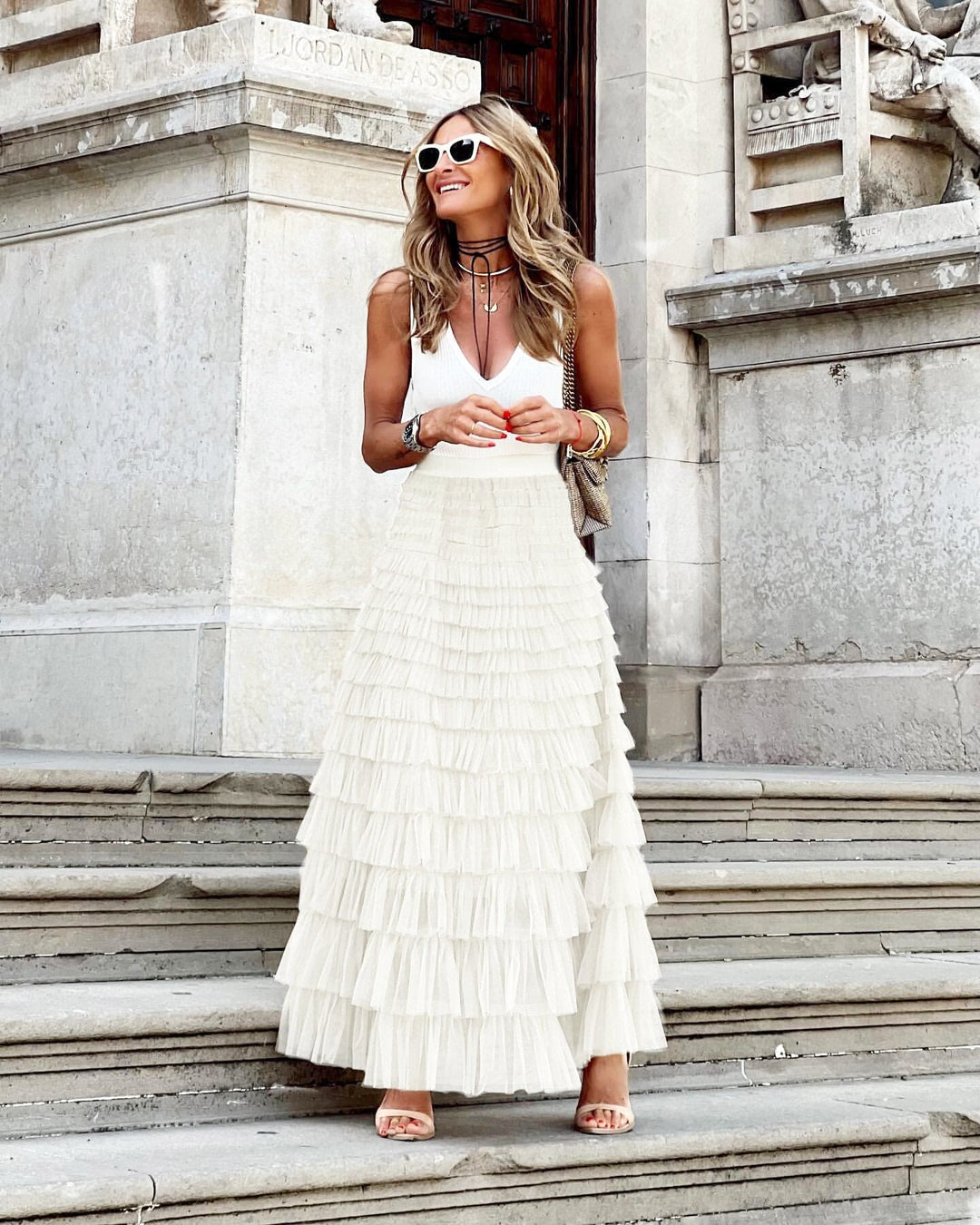 Bianca | Elegant Women Tiered Tulle Maxi Skirt