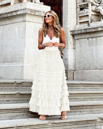 Bianca | Elegant Women Tiered Tulle Maxi Skirt