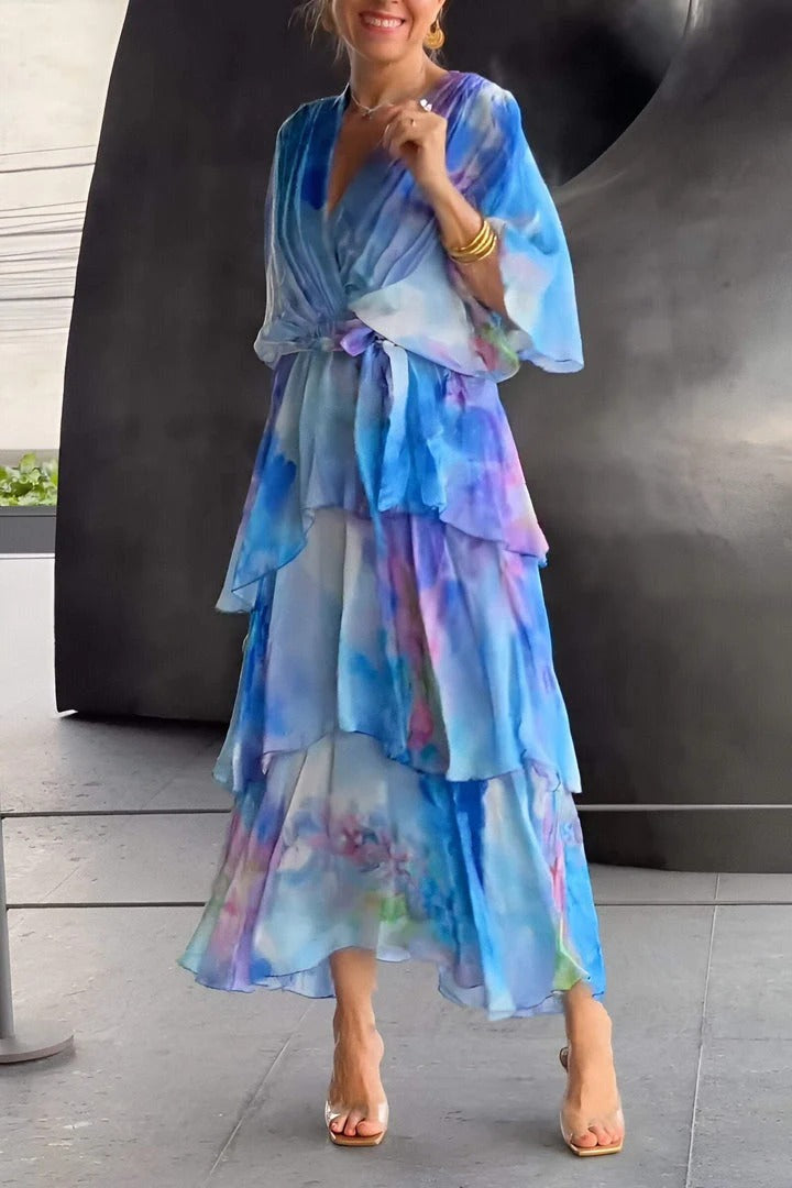 Camille | Elegant Women's V Neck Draped Cocktail Dress
