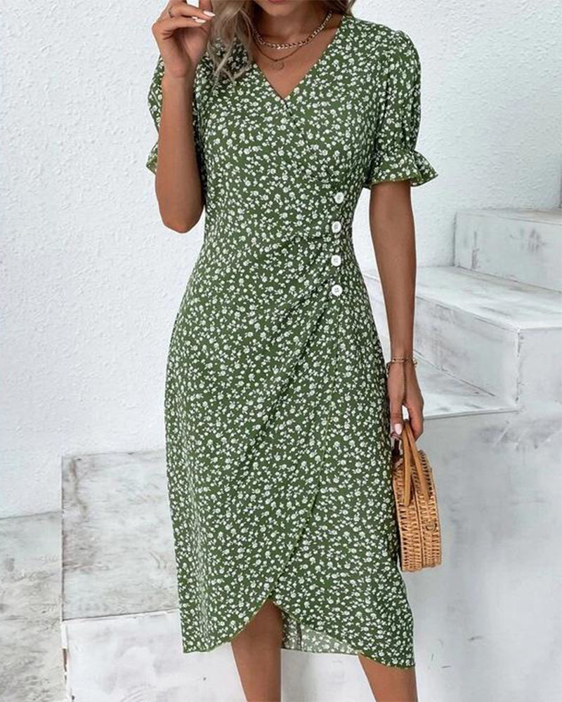 Charlotte | Stylish Women's Floral V Neck Midi Dress