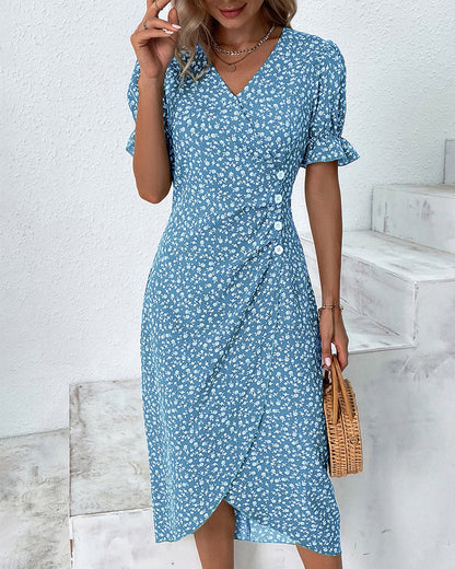 Charlotte | Stylish Women's Floral V Neck Midi Dress