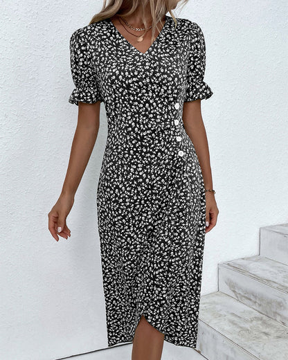 Charlotte | Stylish Women's Floral V Neck Midi Dress
