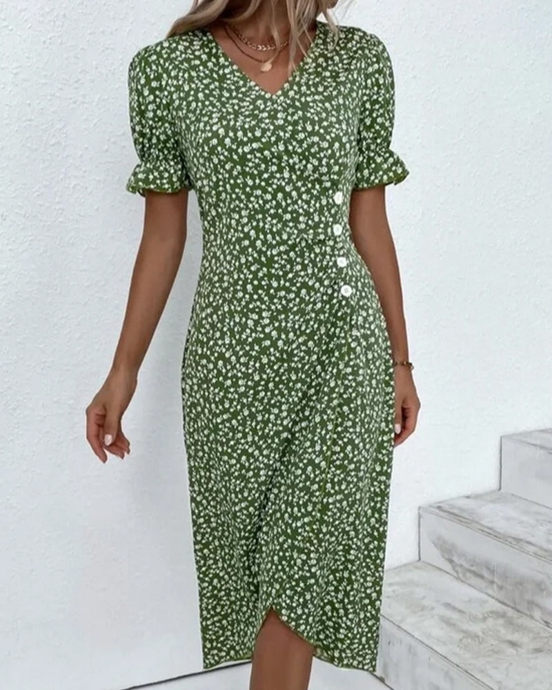 Charlotte | Stylish Women's Floral V Neck Midi Dress