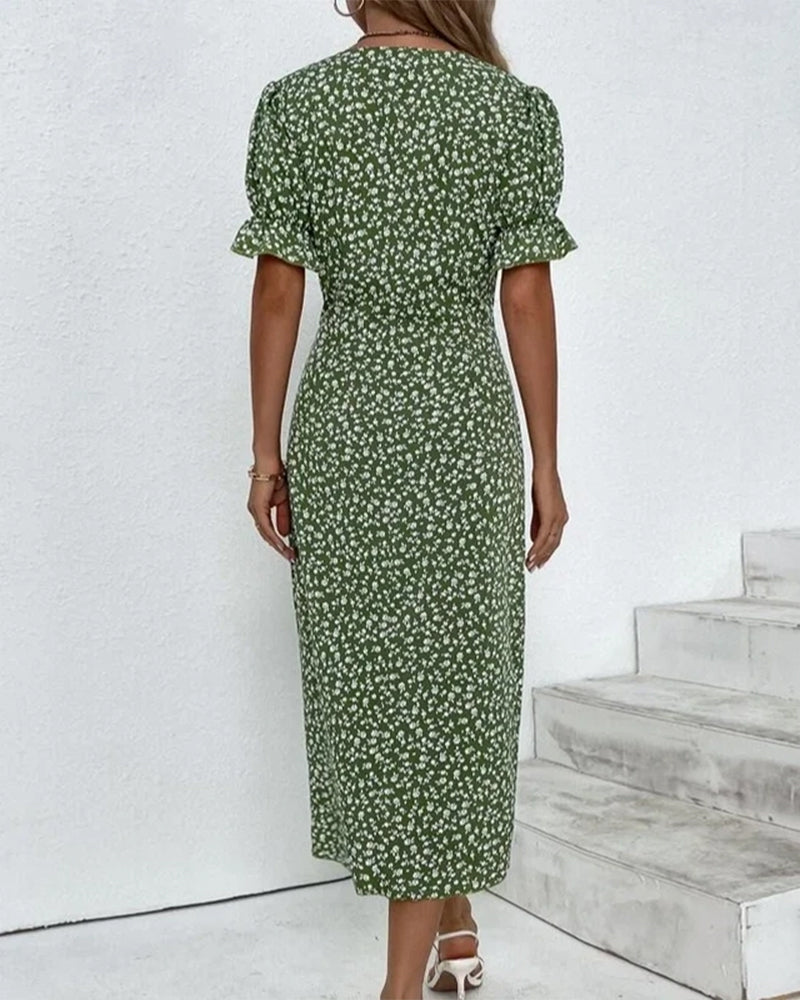 Charlotte | Stylish Women's Floral V Neck Midi Dress
