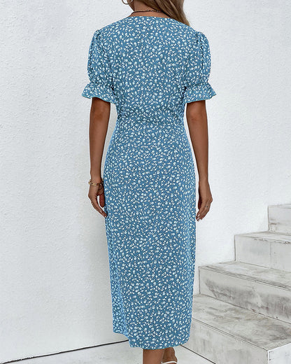 Charlotte | Stylish Women's Floral V Neck Midi Dress