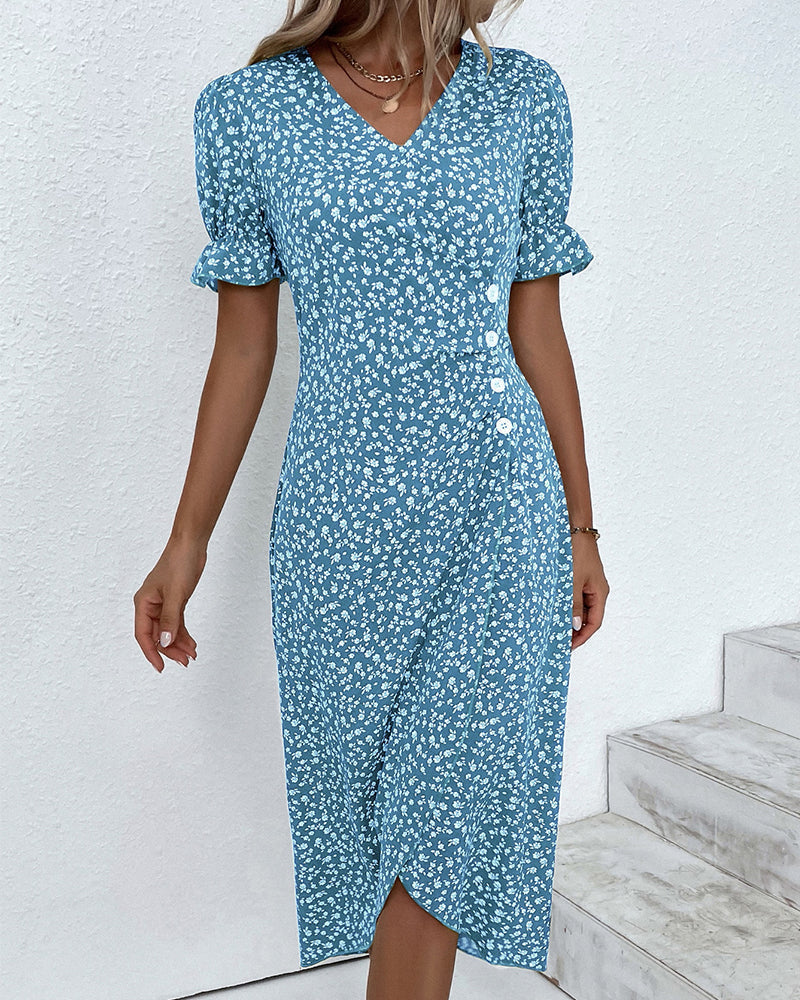 Charlotte | Stylish Women's Floral V Neck Midi Dress