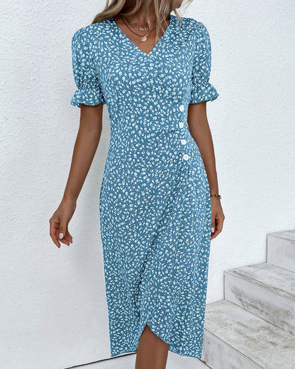 Charlotte | Stylish Women's Floral V Neck Midi Dress