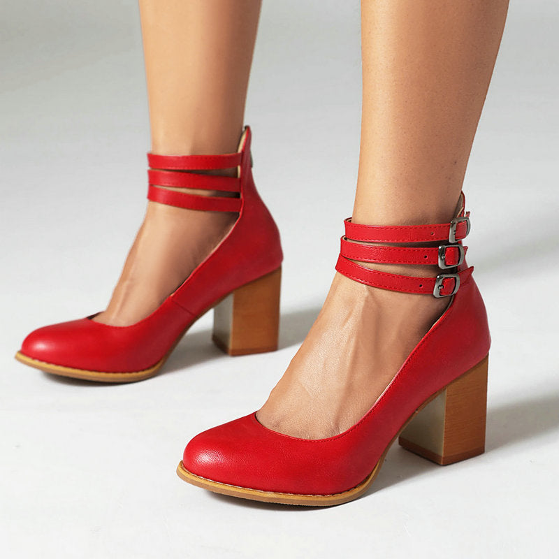 Charlotte | Stylish Women's Sandals Ankle Strap Thick Heel