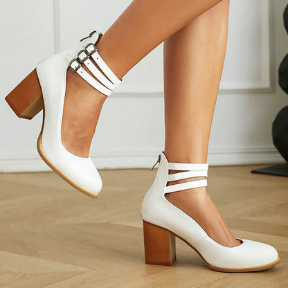 Charlotte | Stylish Women's Sandals Ankle Strap Thick Heel