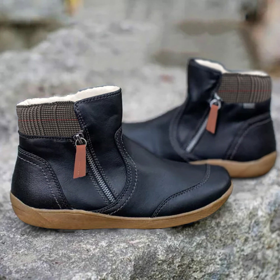 Constance | Elegant Women's Waterproof Boots Leather Zipper Ankle